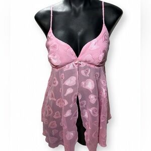 Victoria's Secret Pink Sheer Heart-Print Chemise